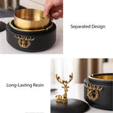 Large Gold Elk Exquisite Modern Astray With Lid
