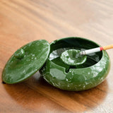 green ashtray with lid ceramic marble look outdoor windproof ashtray design