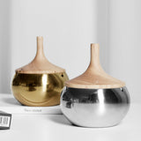 Metal Ashtray with Wooden Lid Stainless Steel Ash Tray Covered Windproof Smokeless Gold Silver