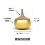 Metal Ashtray with Wooden Lid Stainless Steel Ash Tray Covered Windproof Smokeless Gold