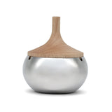Metal Ashtray with Wooden Lid Stainless Steel Ash Tray Covered Windproof Smokeless Silver