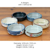 Six ceramic ashtray designs with or without lid