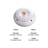 Small and large covered ceramic ashtray size comparison with measurements and weights