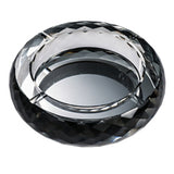 Round glass ashtray thick heavy crystal clear modern design close up