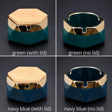 ceramic ashtray with lid cute cool ash tray teal green navy blue
