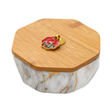Outdoor Ashtray with Bamboo Lid and Marble Pattern Ash Tray Covered Lidded Smokeless Windproof Handmade