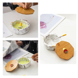 Outdoor Ashtray with Bamboo Lid and Marble Pattern Ash Tray Covered Lidded Smokeless Windproof Handmade