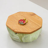 Outdoor Ashtray with Bamboo Lid and Marble Pattern Ash Tray Covered Lidded Smokeless Windproof Handmade
