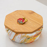 Outdoor Ashtray with Bamboo Lid and Marble Pattern Ash Tray Covered Lidded Smokeless Windproof Handmade