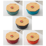 Outdoor Ashtray with Bamboo Lid and Marble Pattern Ash Tray Covered Lidded Smokeless Windproof Handmade