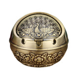 ashtray with lid metal covered vintage ash tray for outdoor zinc alloy smokeless peacock windproof exquisite cool cute 