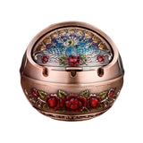 ashtray with lid metal covered vintage ash tray for outdoor zinc alloy smokeless peacock windproof exquisite cool cute 
