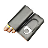 Brown leather cigar case with cigars partially inserted