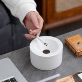 shorty outdoor smokeless ashtray for weed with lid ceramic white