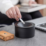 shorty outdoor smokeless ashtray for weed with lid ceramic black