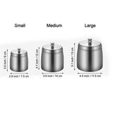 Small medium and large stainless steel ashtray size comparison chart