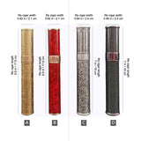 Size chart of travel cigar tube case in multiple styles