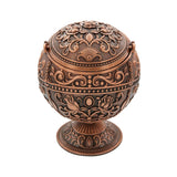 Vintage Outdoor Ashtray Flip Lid Rose Carving Zinc Alloy