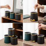 ashtray with funnel lid cool ash tray ceramic pottery clay home decor handmade decorative windproof covered lidded black green