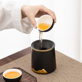 ashtray with funnel lid cool ash tray ceramic pottery clay home decor handmade decorative windproof covered lidded black