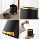 ashtray with funnel lid cool ash tray ceramic pottery clay home decor handmade decorative windproof covered lidded black