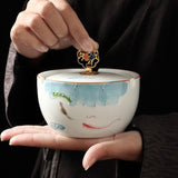 ashtray with lid handmade outdoor ash tray ceramic smokeless hand painted