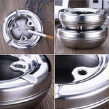 ashtray with lid metal ash tray stainless steel silver