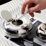 outdoor ashtray with lid metal ash tray flip lid stainless steel rustless smokeless windproof large for patio