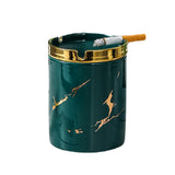 ashtray with lid outdoor ash tray windproof smokeless ceramic gold patterns