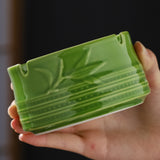 Ashtray with Lid for Outdoor Ceramic Celadon Green Smokeless Covered Lidded Ash Tray green