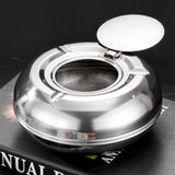 outdoor ashtray with lid cool cute metal ash tray stainless steel smokeless windproof lidded covered silver