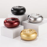 outdoor ashtray with lid cool cute metal ash tray stainless steel smokeless windproof lidded covered red gold black silver