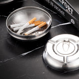 outdoor ashtray with lid cool cute metal ash tray stainless steel smokeless windproof lidded covered silver