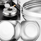outdoor ashtray with lid cool cute metal ash tray stainless steel smokeless windproof lidded covered silver