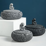 outdoor ashtray with lid cute cool astronaut cement ash tray nasa windproof smokeless modern contemporary future hope dark gray