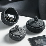 astronaut ashtray with lid cement black gray outdoor ash tray