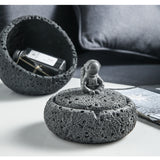 astronaut ashtray with lid cement black gray outdoor ash tray