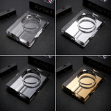 Crystal glass cigar ashtray variants displayed in Transparent, Silver, Black and Gold
