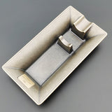 Silver rectangular metal cigar ashtray with vintage metal finish