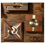 Wood and metal cigar ashtray detail collage showing cigar rests and metal center