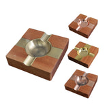 Square wood and metal cigar ashtray available in multiple finish options