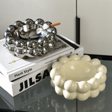 cool cute ceramic ashtray nordic unique balls cream white silver plated outdoor modern contemporary