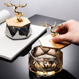 Cool Glass Ashtray with Lid Smokeless Covered Lidded Ash Tray Cute