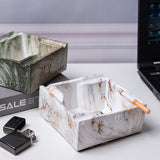 Decorative square ceramic ashtrays with stone-inspired marble patterns for home decor