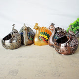 outdoor ashtray with lid for patio metal zinc alloy ash tray beautiful pride peacock smokeless covered lidded decorative handmade home decor vintage retro