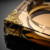 crystal glass ashtray large heavy outdoor ash tray classy luxury square gold