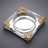 crystal glass ashtray large heavy outdoor ash tray classy luxury square silver