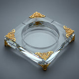 crystal glass ashtray large heavy outdoor ash tray classy luxury square transparent