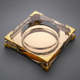 crystal glass ashtray large heavy outdoor ash tray classy luxury square gold
