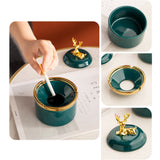cute nordic ashtray with lid cool ceramic outdoor ash tray gold deer elk smokeless luxury covered lidded windproof green